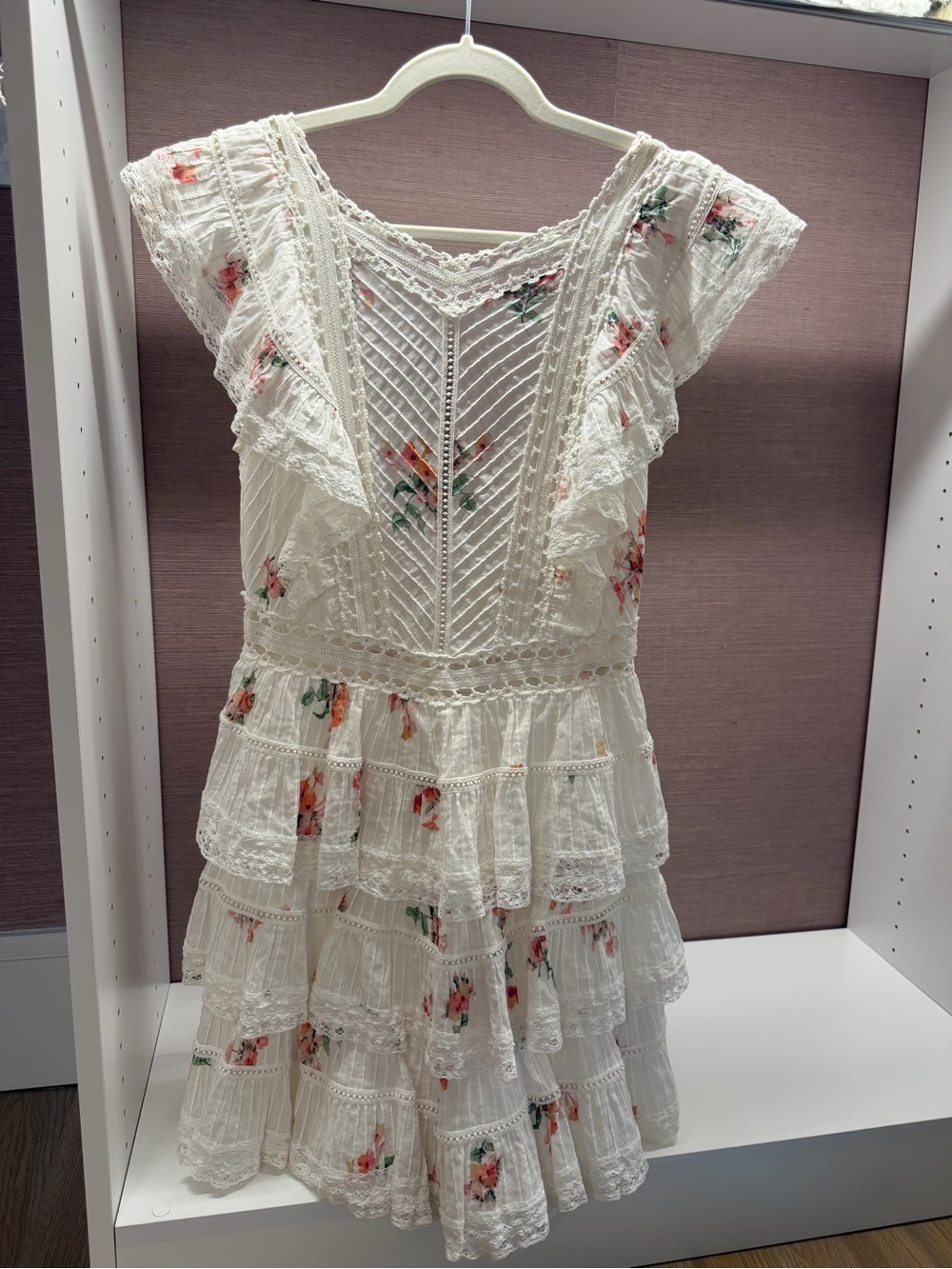 Zimmermann Heathers Pintuck Frill Short Dress In Floating Bouquet - Medium - Picture 3 of 4